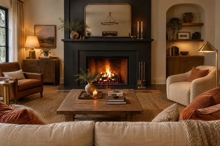 Black Fireplace Living Room Ideas Built Around the Room’s Best Feature